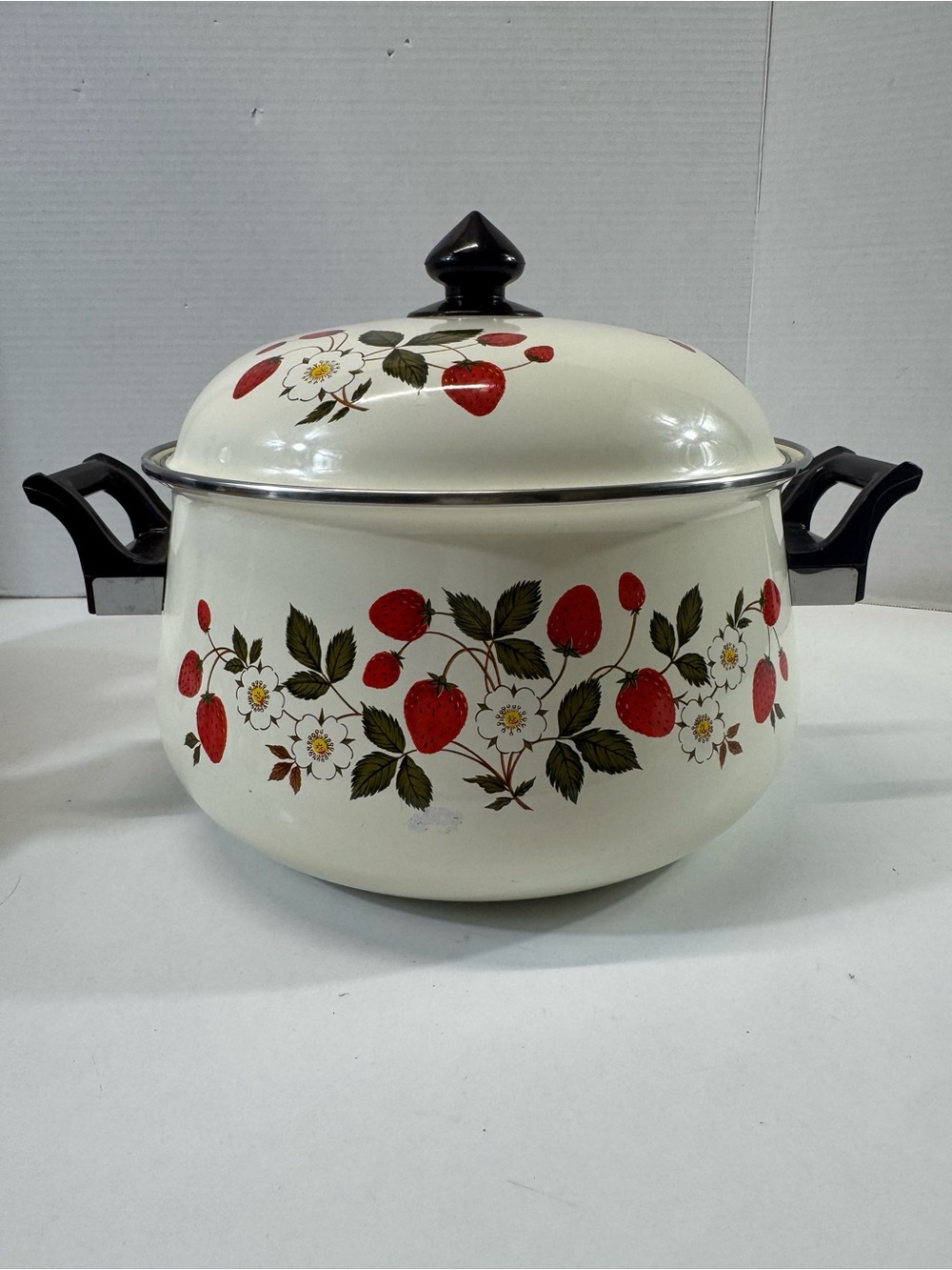 Sheffield Home strawberries and Cream Enamel Pot Red Strawberry enamel 6qt